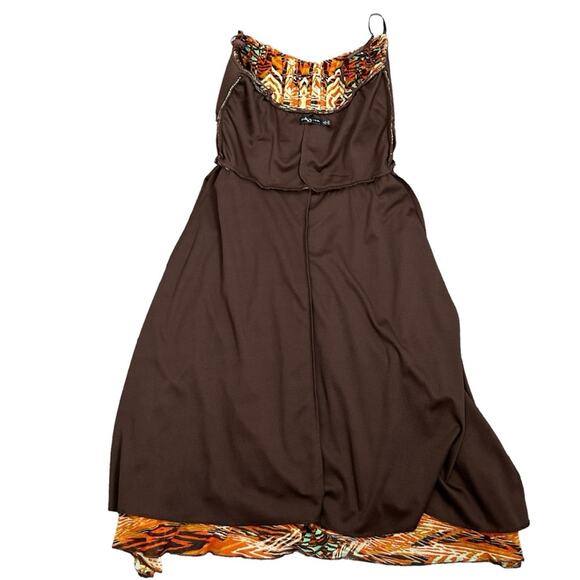 Ruby Rox Dress Womens Size S Brown Rust Teal Abstract Retro 70's Date Night Fun - Picture 8 of 14